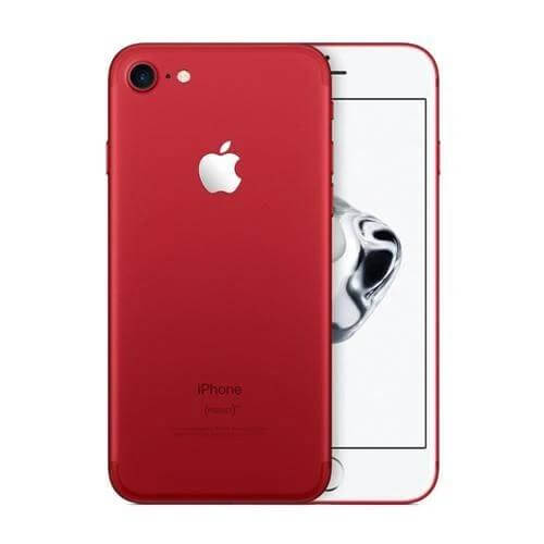 Apple iPhone 7 128GB Red shown from the back and front, featuring sleek design and vibrant color.