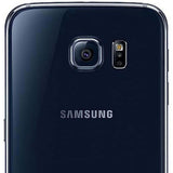 Samsung Galaxy S6 32GB Black Sapphire smartphone rear view featuring camera and Samsung logo.