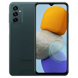 Samsung Galaxy F23 in Forest Green color showcasing its design and display features.