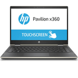HP Pavilion x360 laptop with touchscreen feature displayed on the screen.