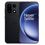 Oneplus 15 5G smartphone in black color showing front display with 'Never Settle' slogan