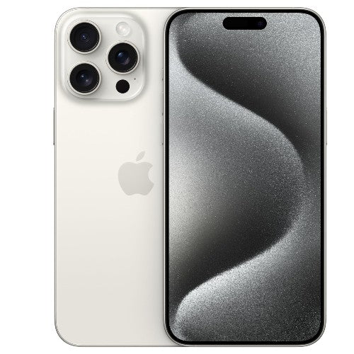 Apple IPhone 15 Pro Max 512GB 8GB Ram White titanium front and back view with dual camera setup.