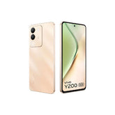 Vivo Y200 5G smartphone showcasing its front and back design in a sleek gold finish.
