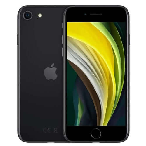 Apple iPhone SE 2020 in black showcasing its vibrant display and sleek design
