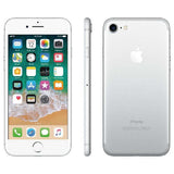 Apple iPhone 7 showcasing front, side, and back views with a silver finish.