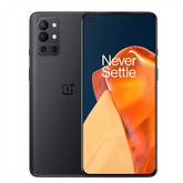 Oneplus 9R 5G smartphone front and back view, featuring a sleek design and vibrant screen with 'Never Settle' slogan.