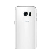 Samsung Galaxy S7 back view showcasing the white pearl finish and camera.