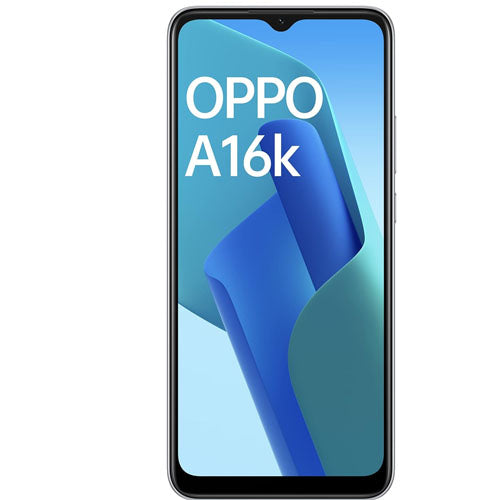 Oppo A16k smartphone display showing features and specifications.