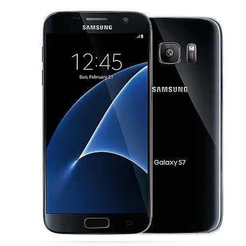 Samsung Galaxy S7 smartphone in black showing front and back