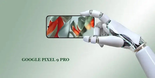 Innovative design showcasing the Google Pixel 9 Pro held by a robotic hand.