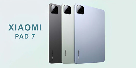 Xiaomi Pad 7 showcasing three color variants on a light background for the article about its launch in India.