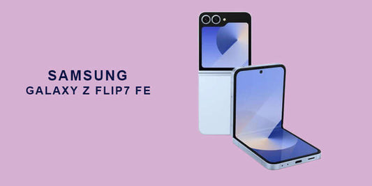 Image of the Samsung Galaxy Z Flip7 FE showcasing its foldable design and screen features.