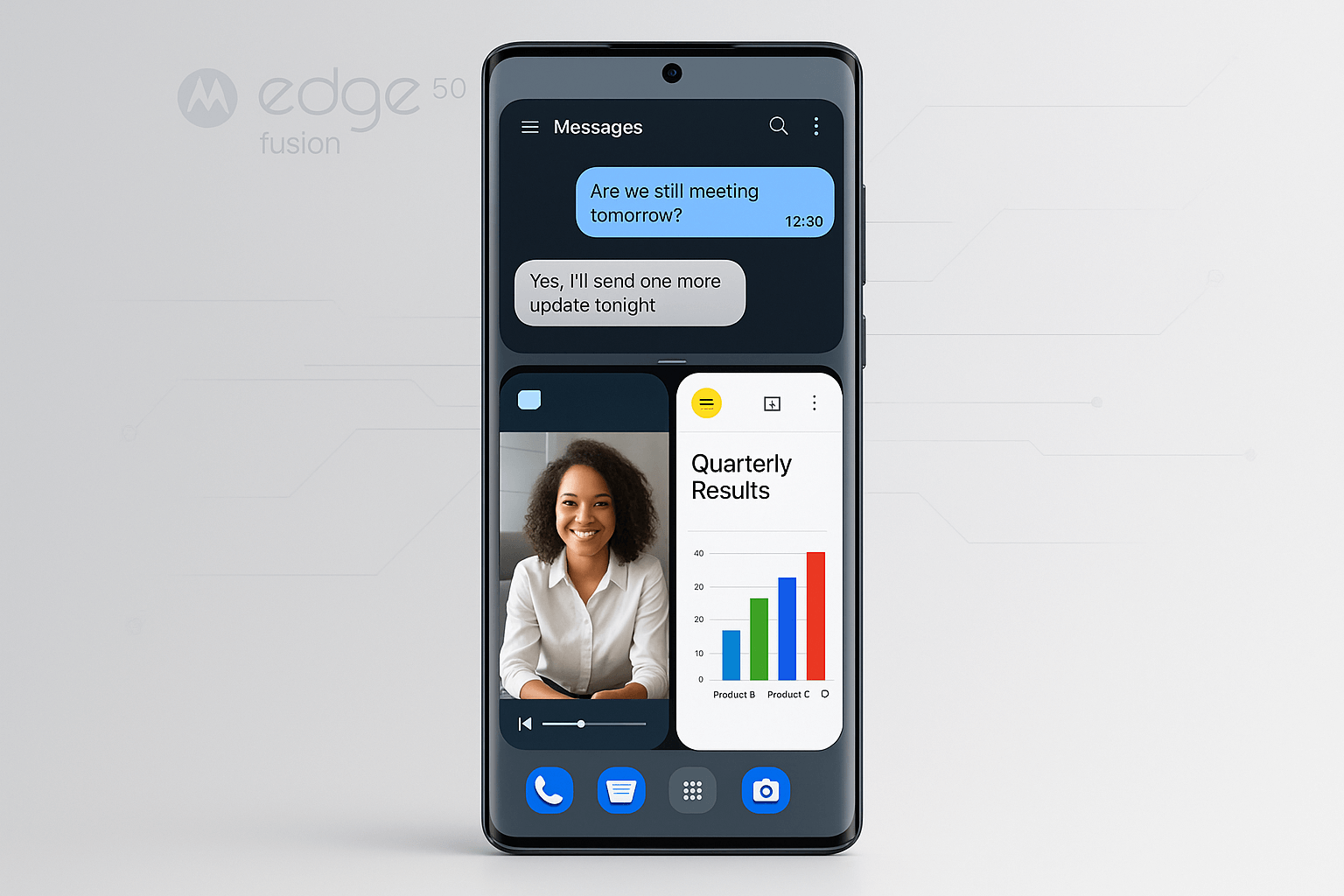 Experience smooth multitasking with Motorola Edge 50 Fusion smartphone.