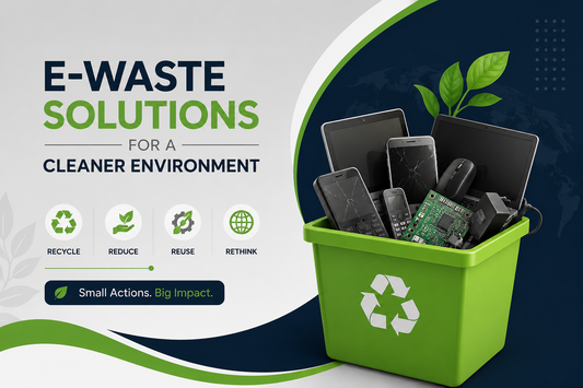 E-Waste solutions in a green recycling bin promoting a cleaner environment.