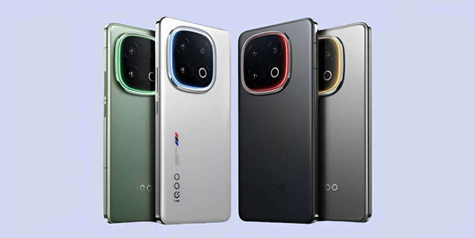 iQOO 13 smartphones in various colors on display, showcasing their sleek designs and camera features.