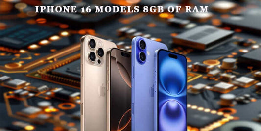 iPhone 16 models showcasing 8GB of RAM, highlighting features for Indian consumers on a tech background.