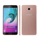 Samsung Galaxy A9 smartphone in rose gold color, showcasing the front and back design with vibrant display.