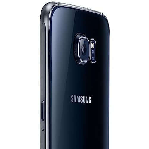 Samsung Galaxy S6 32GB single sim in Black Sapphire color showcasing rear camera and design features.