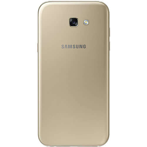 Back view of Samsung Galaxy A5 2017 in Gold Sand color showcasing its sleek design and camera features.