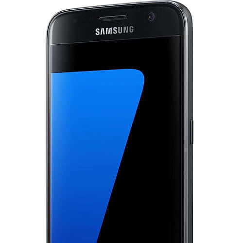 Samsung Galaxy S7 smartphone close-up with a black design.