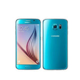 Samsung Galaxy S6 32GB Blue Topaz excellent smartphone showing front and back view.