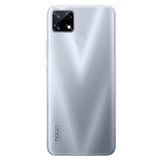 Back view of Realme Narzo 20 smartphone in Glory Silver color highlighting its camera and design features.