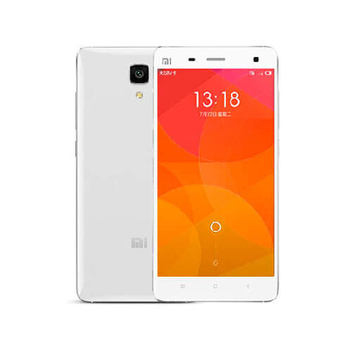 Xiaomi Mi 4 smartphone showcasing front and back views with vibrant screen and minimalist design.