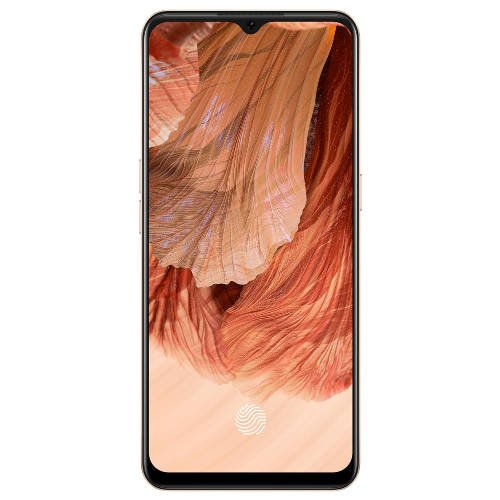 OPPO F17 Pro smartphone in orange color with a stunning display and in-display fingerprint sensor.