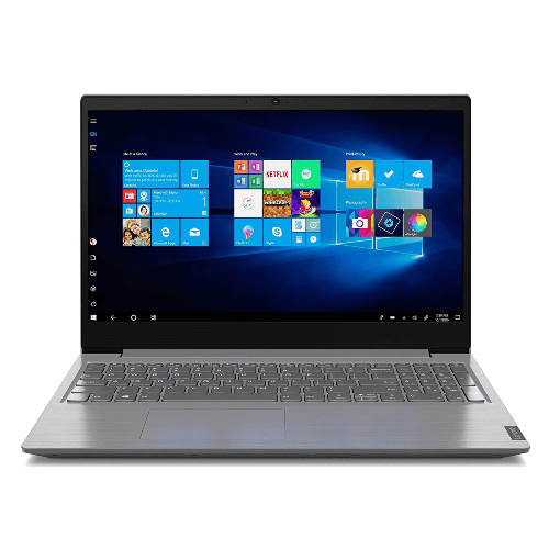 Lenovo V15 laptop with Intel CORE i3 10th Gen and 15.6-inch display showcasing Windows 10 interface.