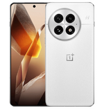 Oneplus 13 5G smartphone in white color showcasing camera design and sleek body.