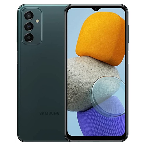 Samsung Galaxy F23 in Forest Green color showcasing its design and display features.