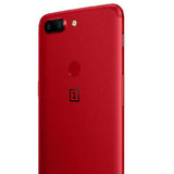 Oneplus 5T back view in red color showcasing the camera and logo