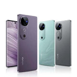 Vivo V40E smartphones displayed in three colors, showcasing sleek design and modern features.