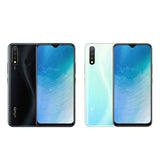 Vivo Y19 smartphone in black and white colors, featuring a 6.53-inch display, 256GB storage, and 8GB RAM.