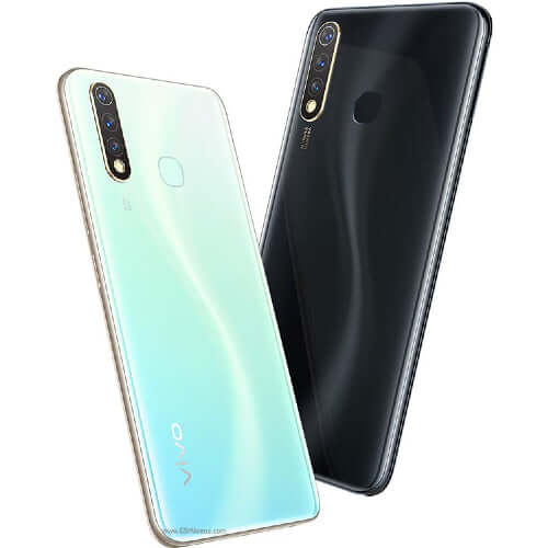 Vivo Y19 smartphone showcasing dual color design, featuring a gradient back and sleek black finish.