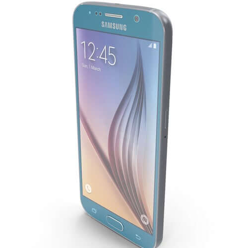 Samsung Galaxy S6 32GB Blue Topaz smartphone, showcasing its sleek design and vibrant display.
