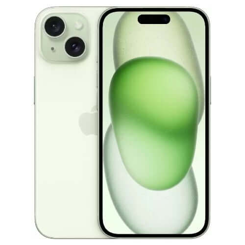 Apple iPhone 15 Plus in light green showcasing sleek design and vibrant display.