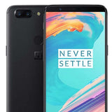 Oneplus 5T smartphone showcasing the vibrant display and sleek design with the phrase 'NEVER SETTLE' visible.