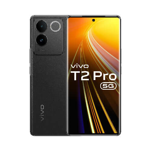 Vivo T2 Pro 5G smartphone with 128GB storage and 8GB RAM, showcasing its sleek design and vibrant display.