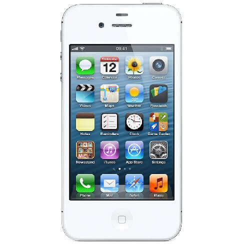 Apple iPhone 5 16GB White WiFi smartphone front view displaying home screen and apps.