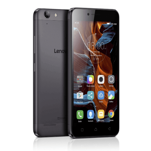 Lenovo K5 4G smartphone showcasing its sleek design and user interface with 16GB storage and 2GB RAM.