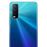 Vivo Y20s smartphone with sleek design and triple camera setup showcased in a vibrant blue gradient.