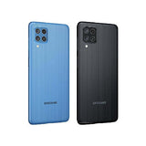 Samsung Galaxy F22 64GB 4GB Ram in blue and black, showcasing dual back cameras and textured design.