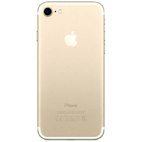Apple iPhone 7 back view in gold color featuring the Apple logo and camera