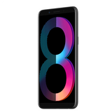Oppo A83 smartphone with 5.7-inch display featuring vibrant colorful design and sleek black body.
