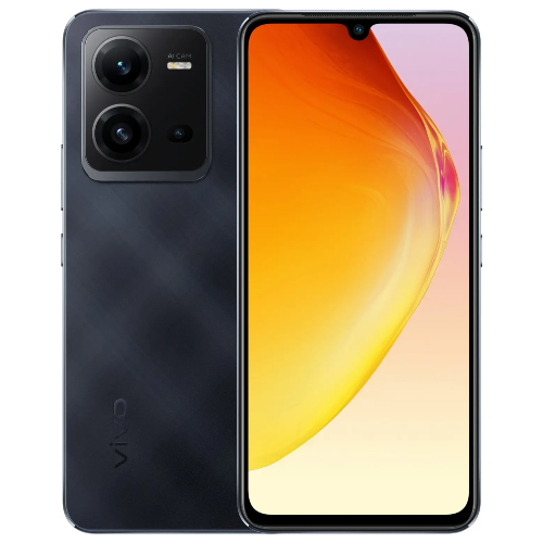 Vivo V25 Pro smartphone in elegant black with a vibrant display and dual camera design.