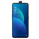 Oppo F11 Pro smartphone front view in Aurora Green, showcasing display features and pop-up camera design.