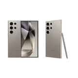 Samsung Galaxy S24 Ultra with sleek design showcasing dual display and camera features.