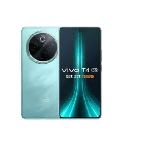 Vivo T4 5G smartphone with 256GB storage and 12GB RAM, showcasing its sleek design and features.