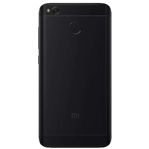 Xiaomi Redmi 4 4G smartphone black back view showcasing sleek design and fingerprint sensor.